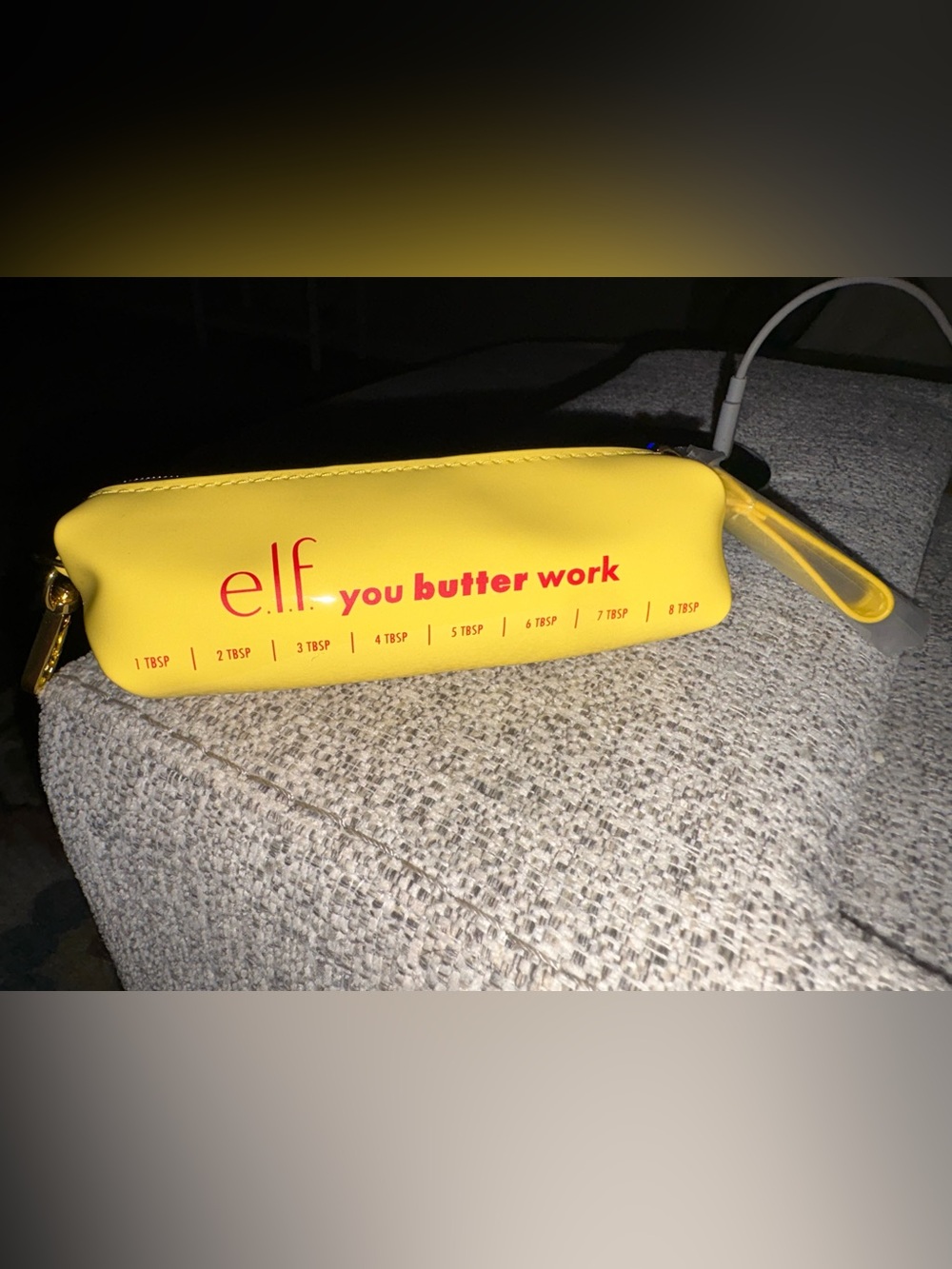 ELF Yellow 'you butter work' Cosmetic Pouch